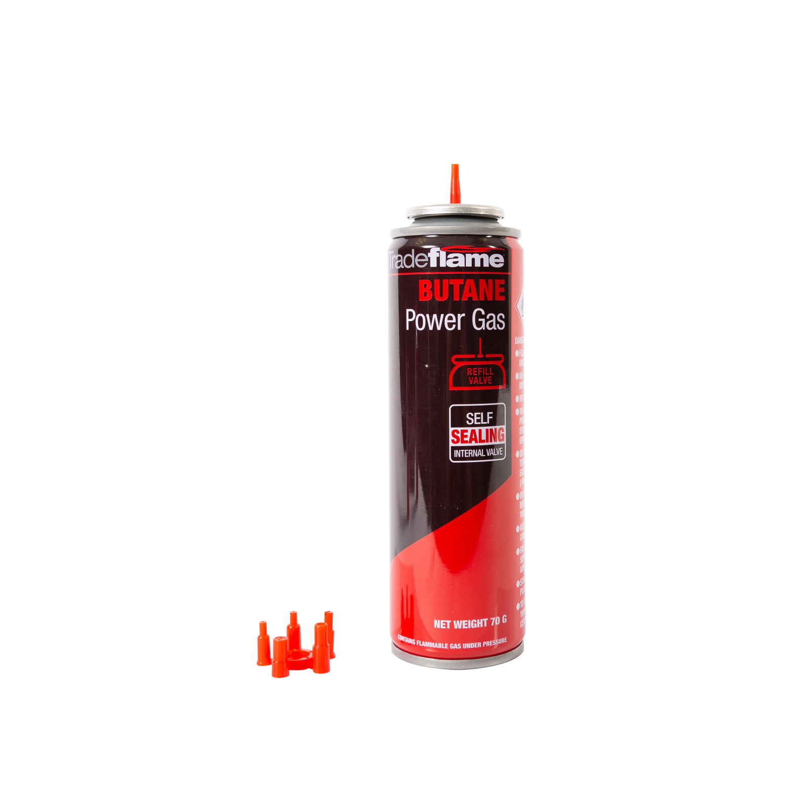 Butane Gas Cartridge - Refill Valve 70g - Tradeflame