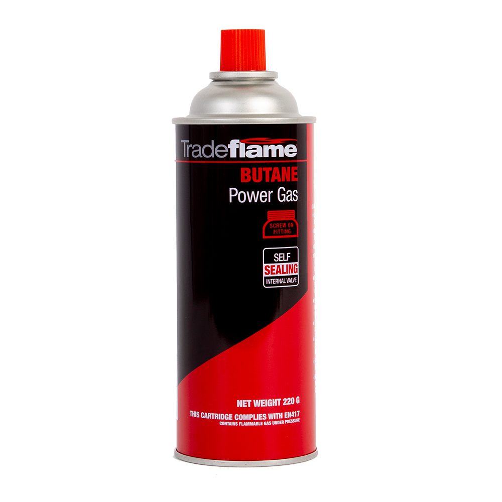 Butane Gas Cartridge - Screw On - 220g - Tradeflame