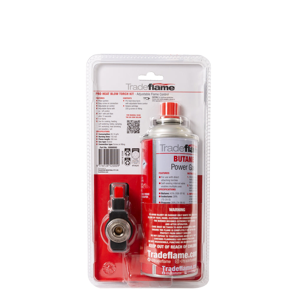 Pro Heat Butane Blow Torch Kit Adjustable Flame